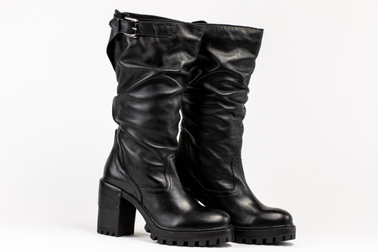 Brussels - Black: Women's Stylish Premium Black Leather Boots