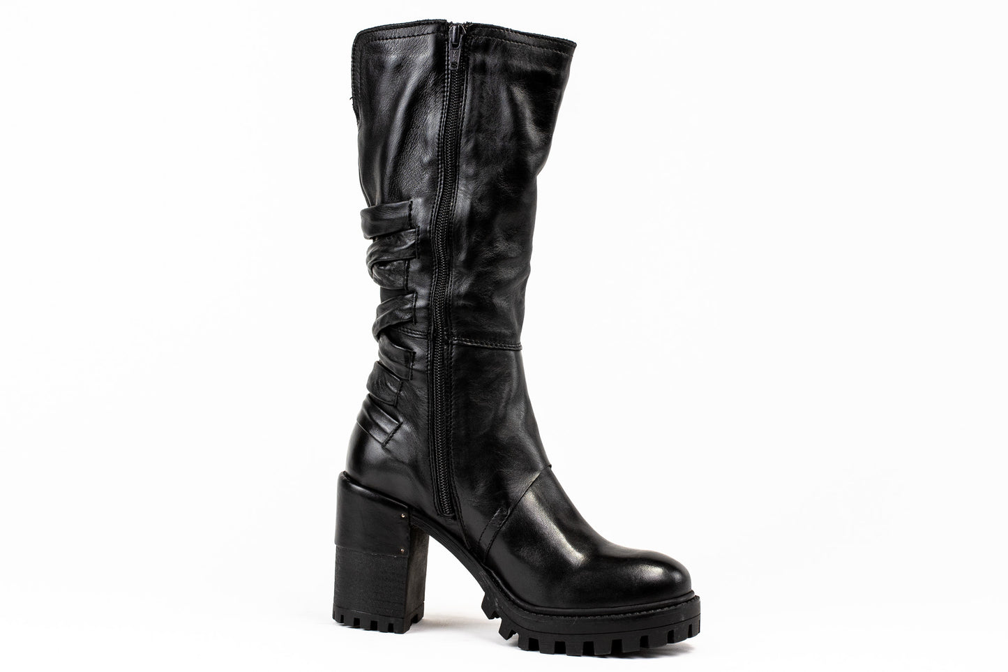 Madrid - Black : Gorgeous almost knee height leather boot