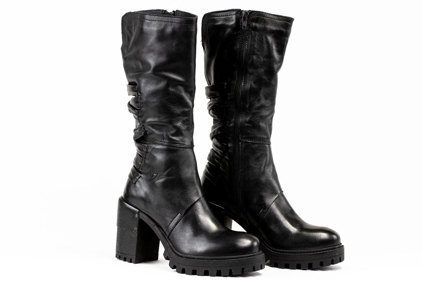 Madrid - Black : Gorgeous almost knee height leather boot