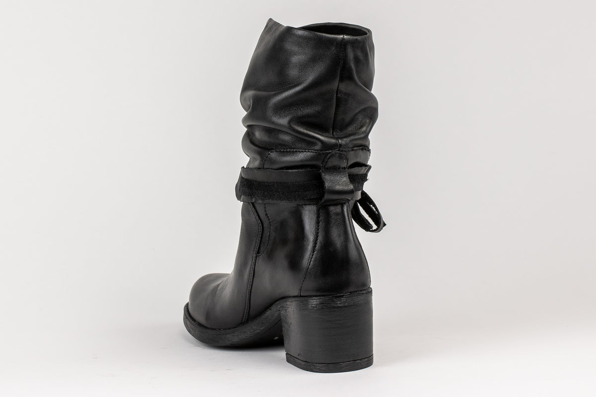 Vienna black leather boot, rear three-quarter view